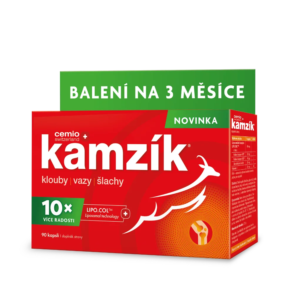 Cemio Kamzík® — lipozomálny kolagén novej generácie - Natívne kolagény typu I a II so švajčiarskou technológiou LIPO.COL™ pre maximálnu vstrebateľnosť. Kompletná výživa pre kĺby, väzy a šľachy. 90 kapsúl, hodnotenie 100%. GSKlub.sk